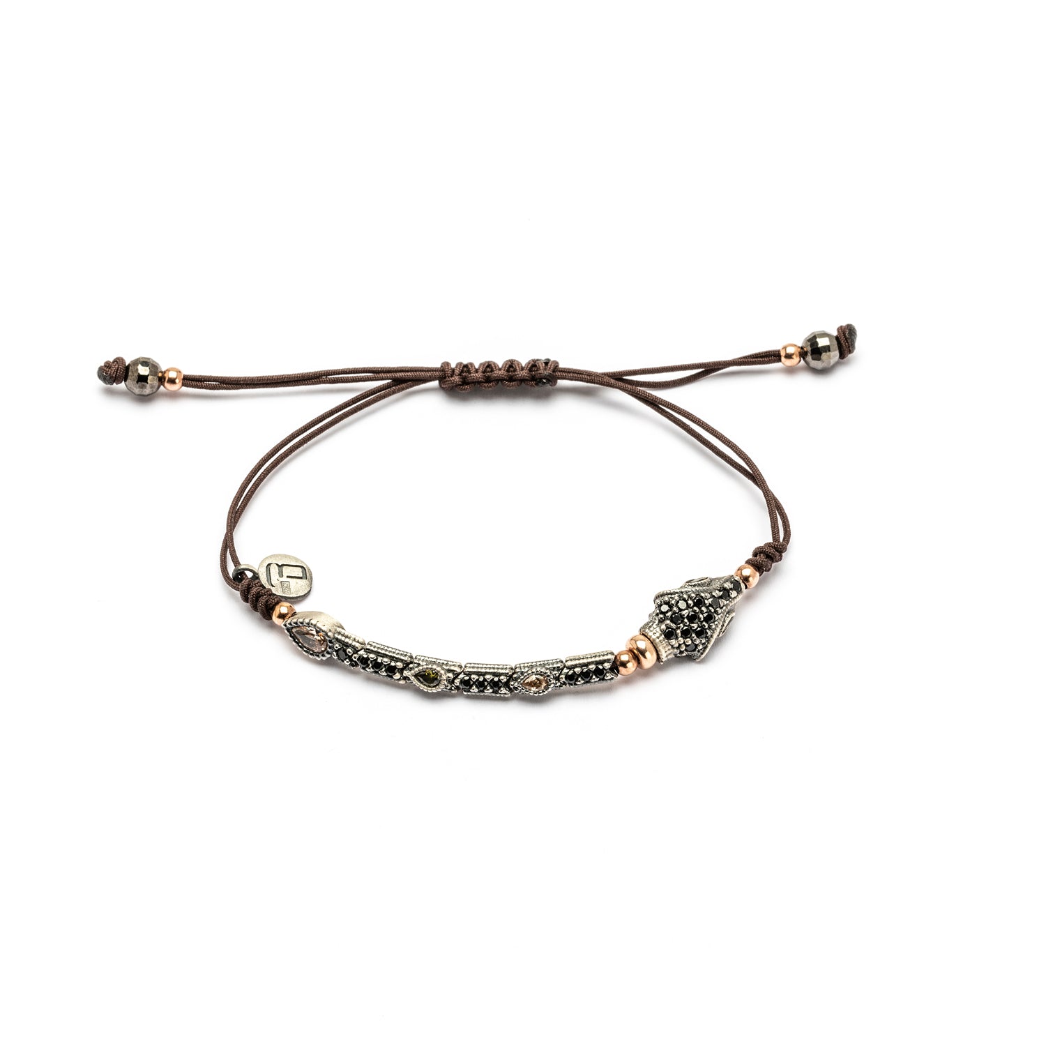 Pulsera plata macramé serpiente