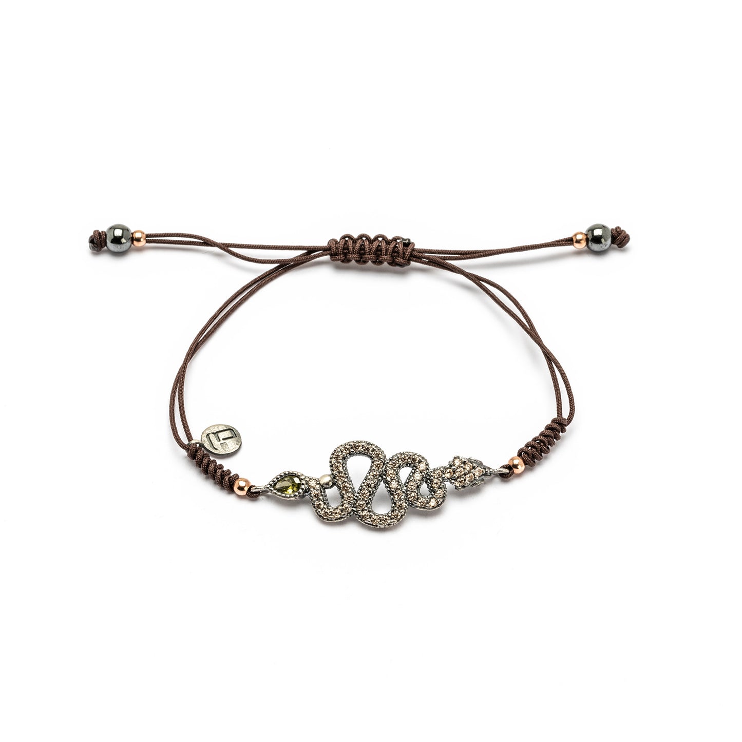 SR-40 PULSERA PLATA MACRAMÉ SERPIENTE ZIGZAG, CIRCO CAVA, COLA ESPINELA
