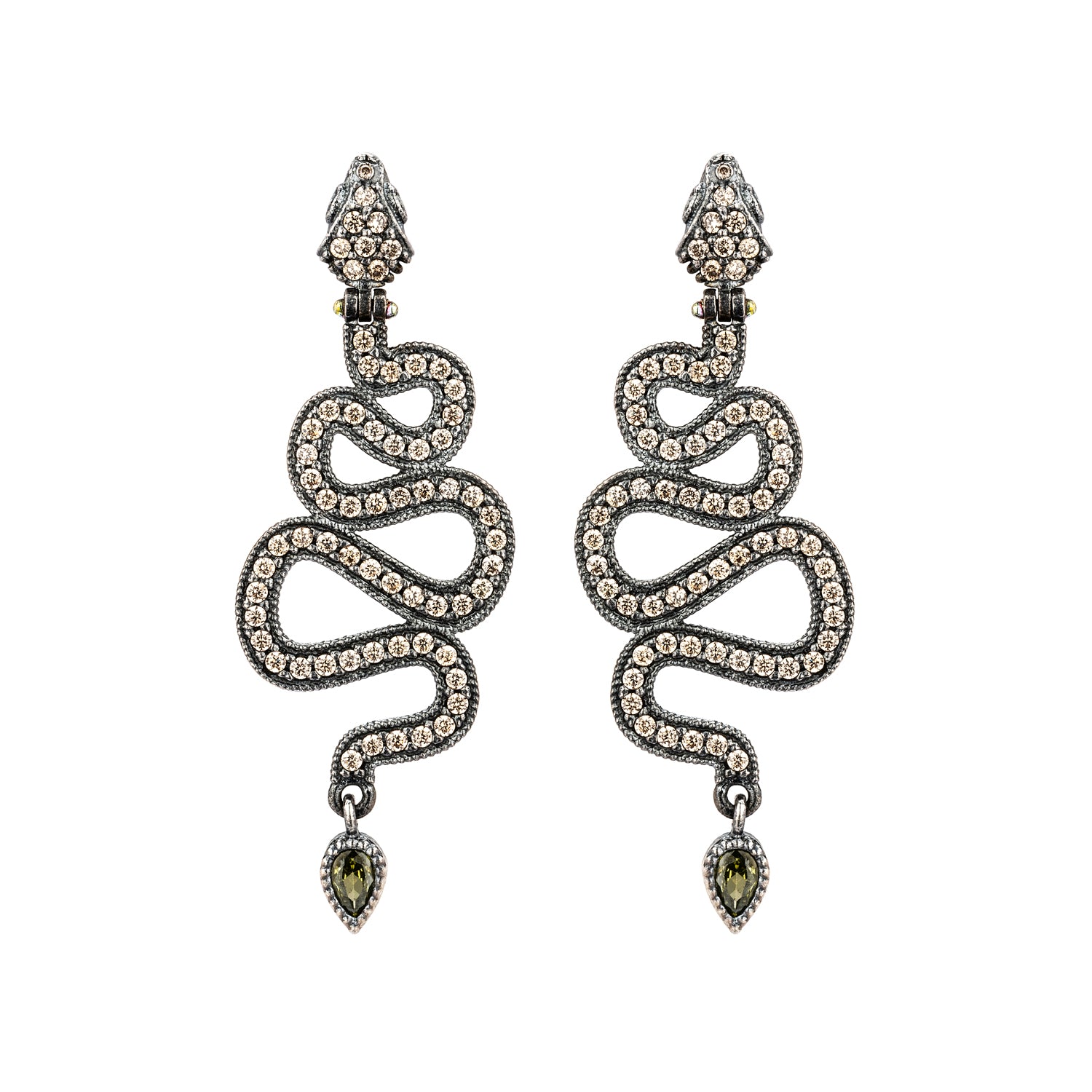 Pendientes plata largo serpiente zigzag
