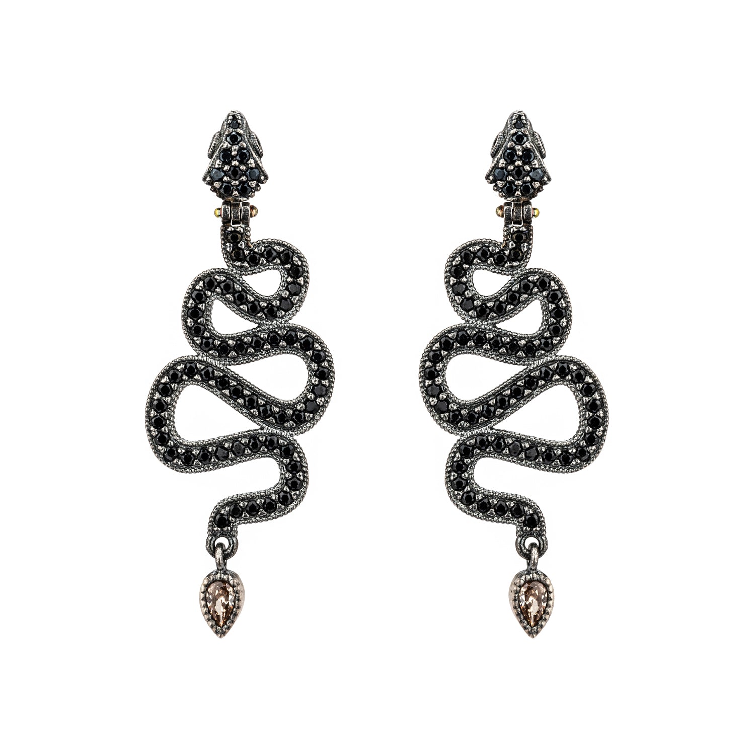 Pendientes plata largo serpiente zigzag