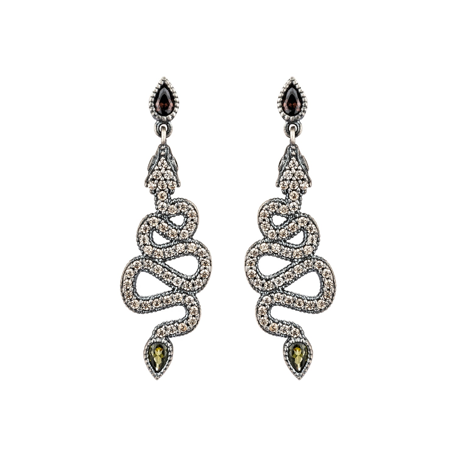 Pendientes plata mediano serpiente zigzag