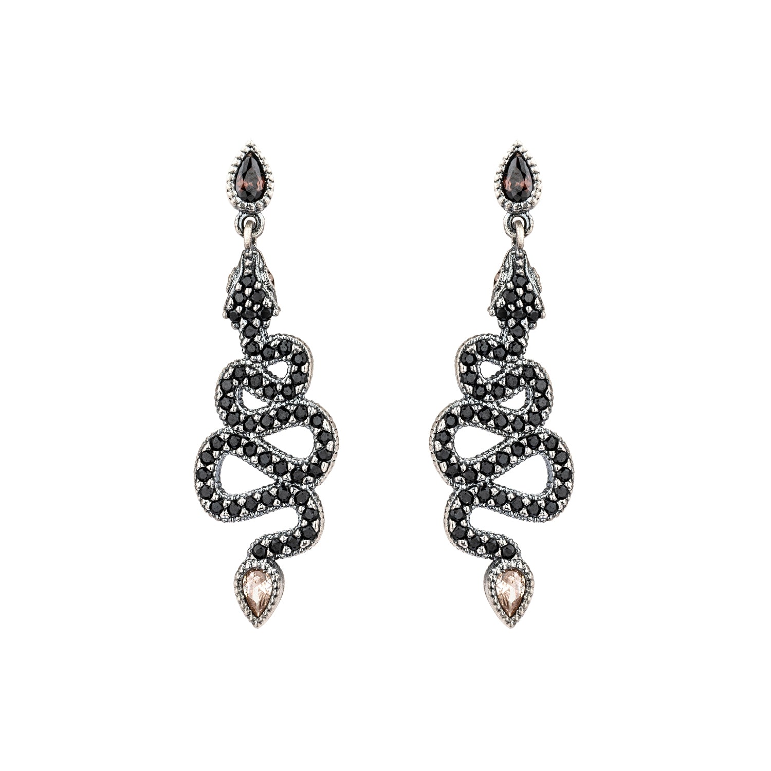 Pendientes plata mediano serpiente zigzag