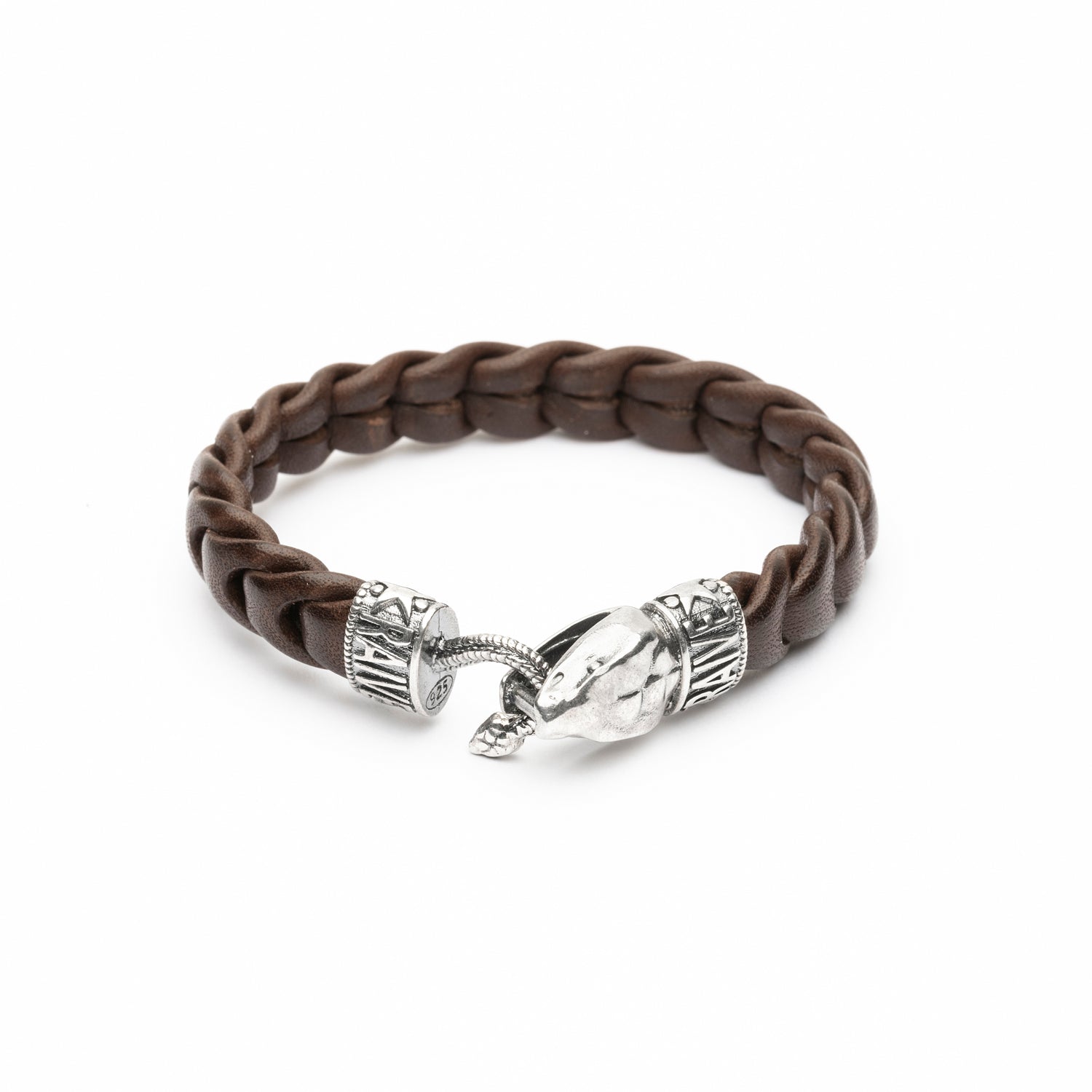 Pulsera Serpiente Plata y Cuero
