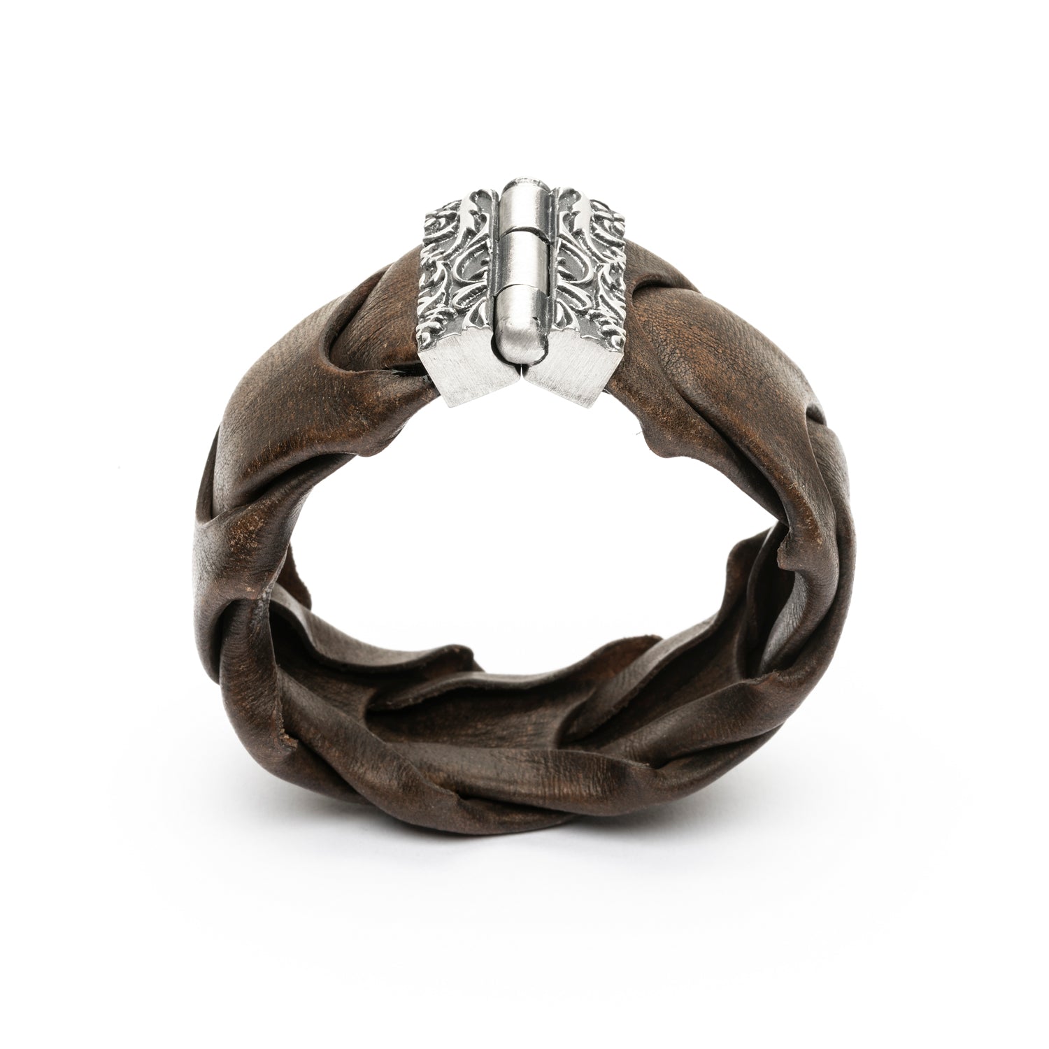 Pulsera Ancha Serpiente Playa y Cuero