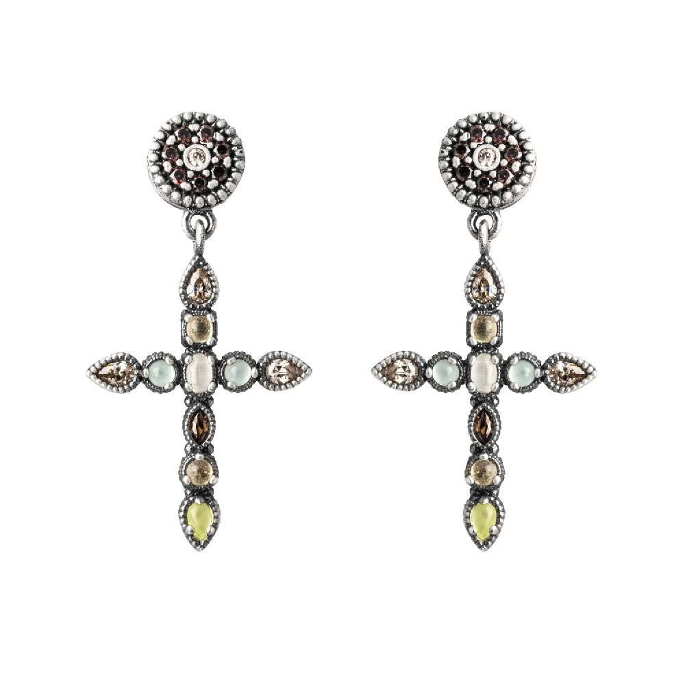 Pendientes plata cruz