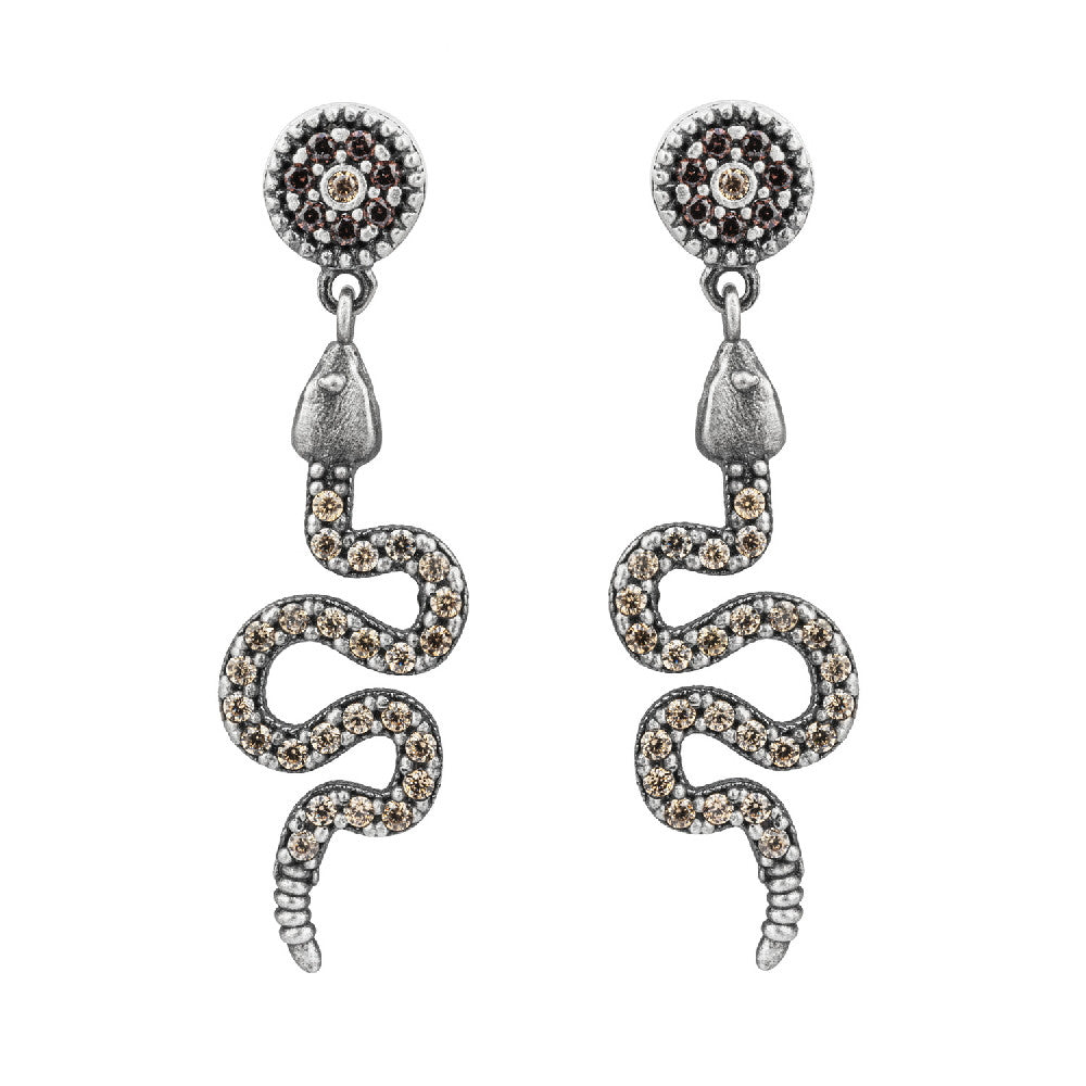 Pendientes plata zig zag snake