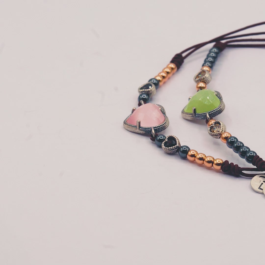Pulsera Plata Macramé Corazón