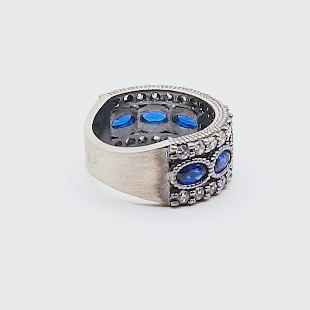 Anillo plata piedras semipreciosas ovaladas
