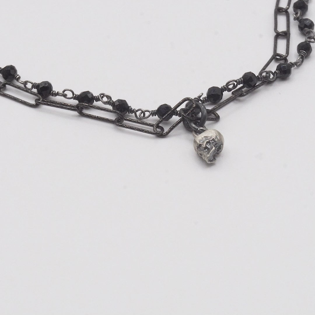 Pulsera Plata Calavera Rosario