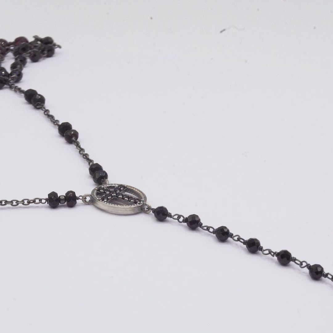 Colgante Plata Cruz Calavera Rosario