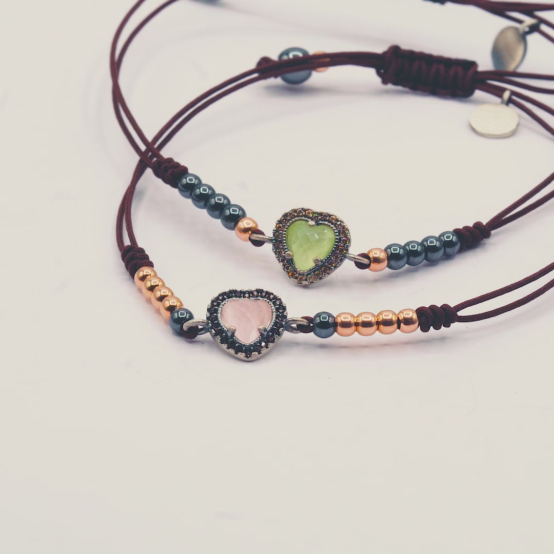 Pulsera Plata Macramé Corazón