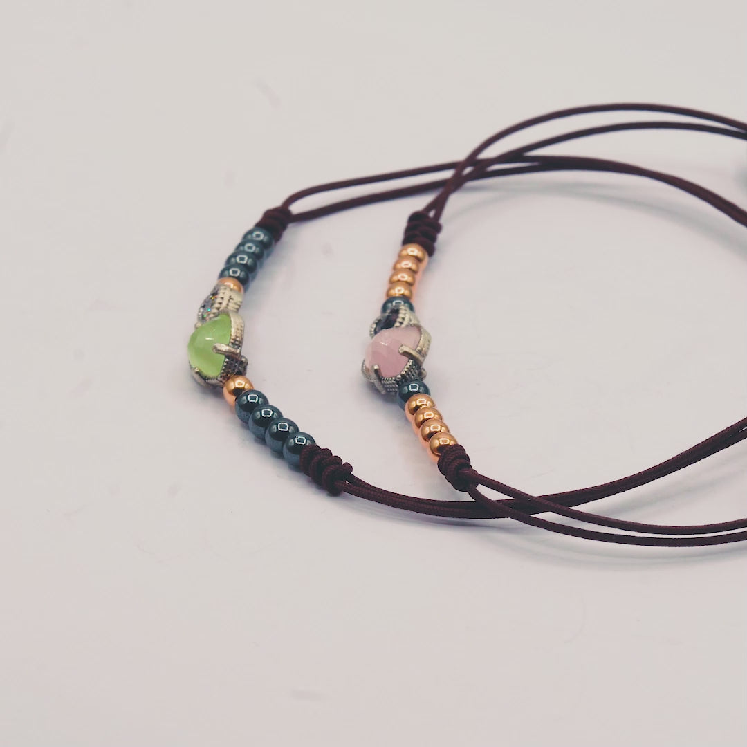 Pulsera Plata Macramé Corazón