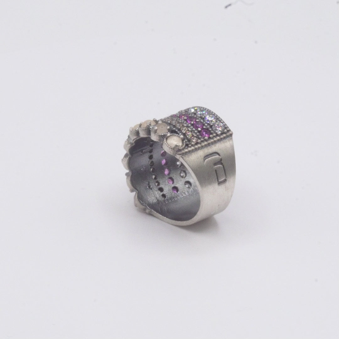 Anillo Plata Ojo de Gato Salmón