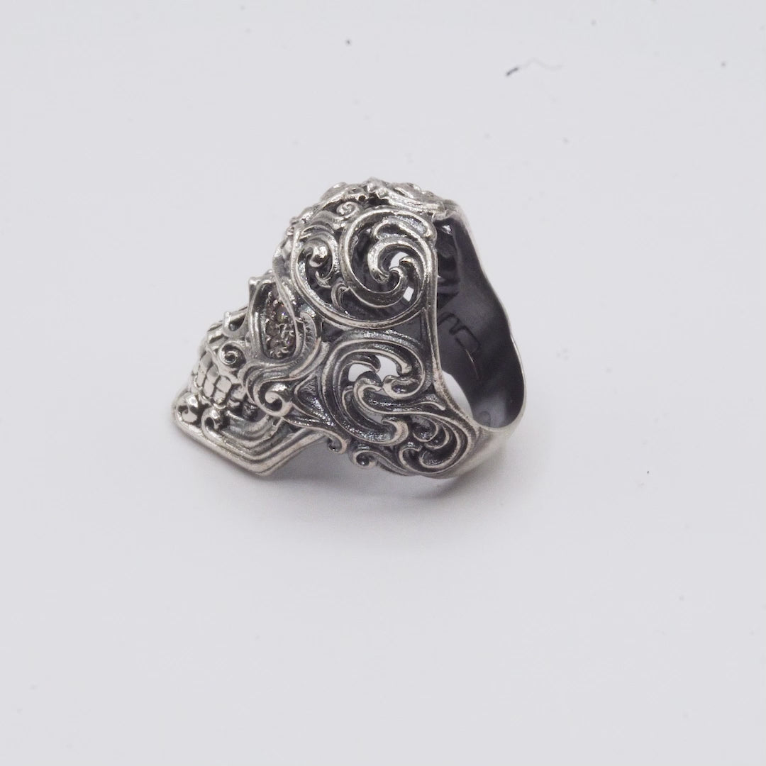 Anillo Calavera Barroca Grande Plata