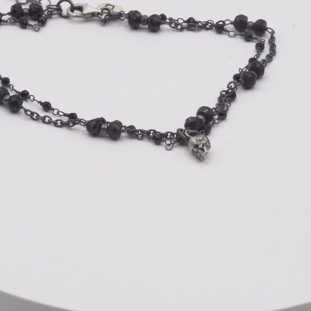 Pulsera Plata Calavera Rosario
