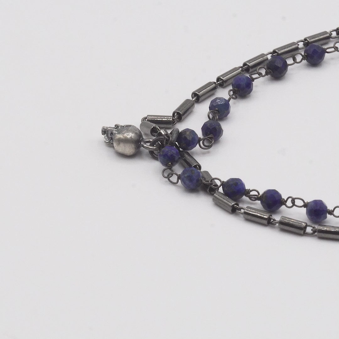 Pulsera Plata Calavera Rosario