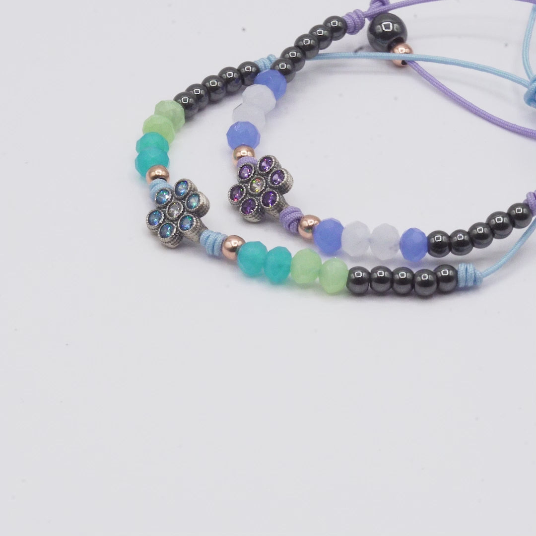 Pulsera Plata Macramé Flor Pequeña
