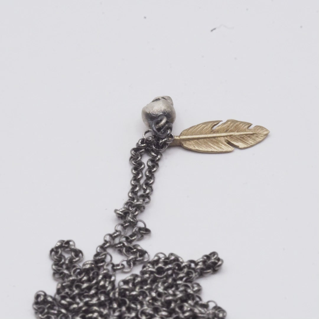 Colgante Plata Calavera Pluma