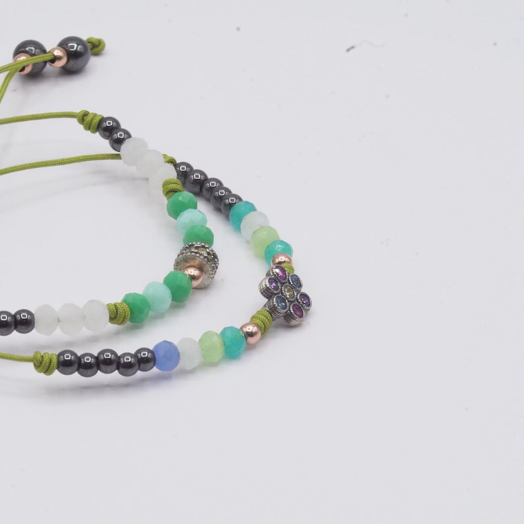 Pulsera Plata Macramé Flor Pequeña