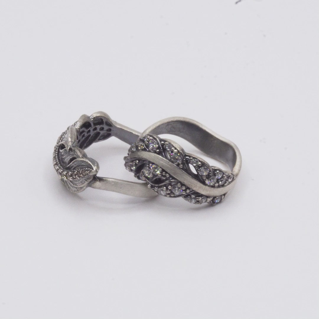 Anillo Plata Pluma Circonitas Cava