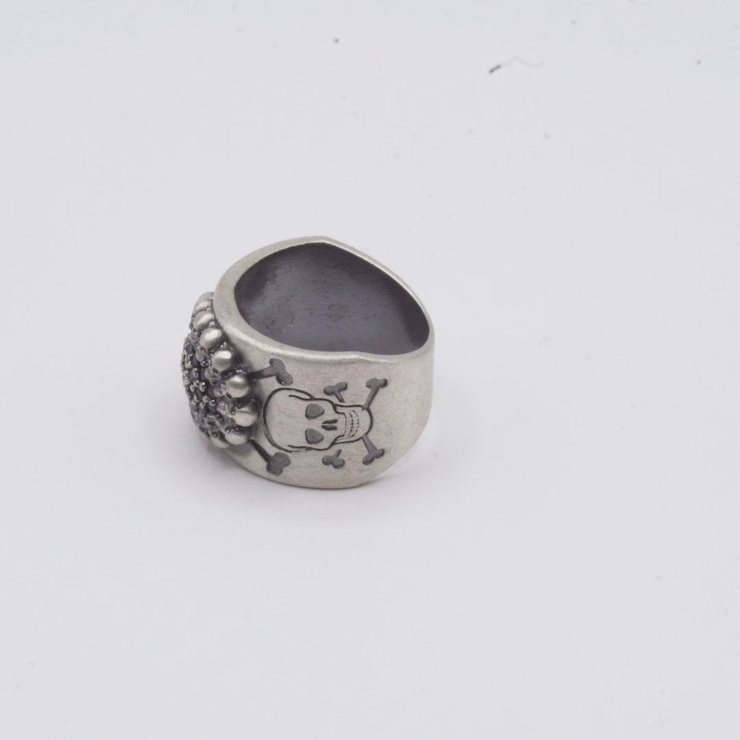 Anillo Ancho Calavera Plata