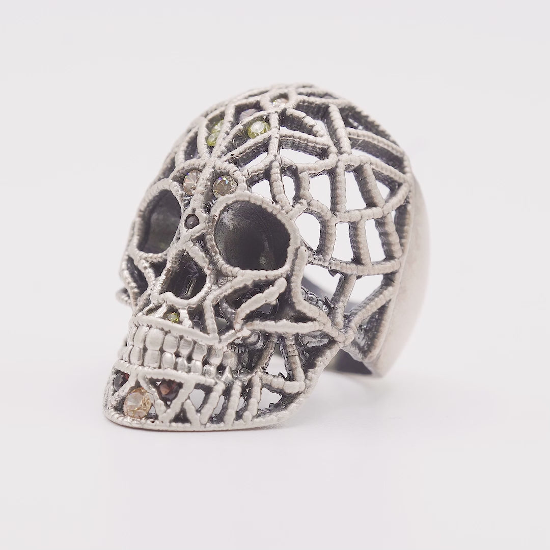 Anillo Calado Calavera Grande Plata