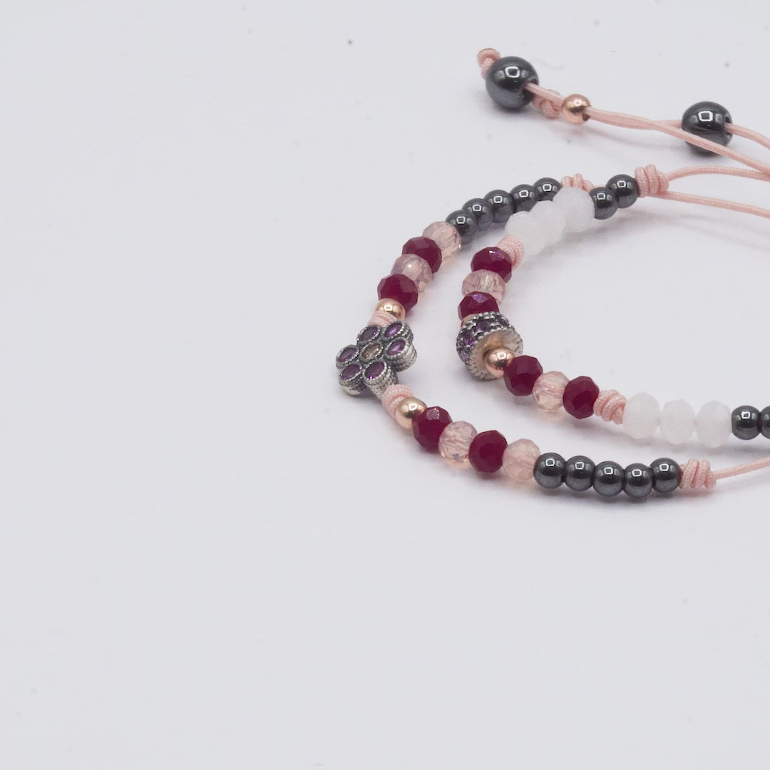 Pulsera Plata Macramé Flor Pequeña