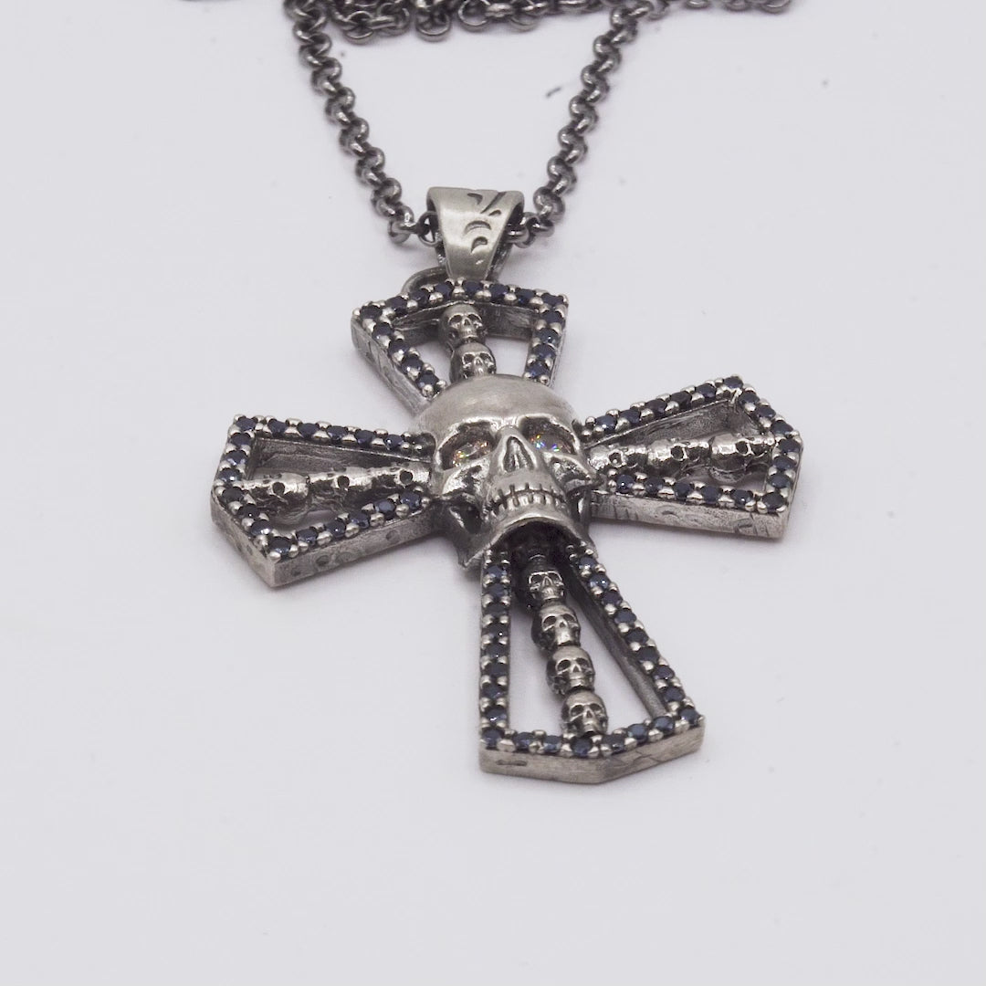 Colgante Plata Grande Calavera Cruz