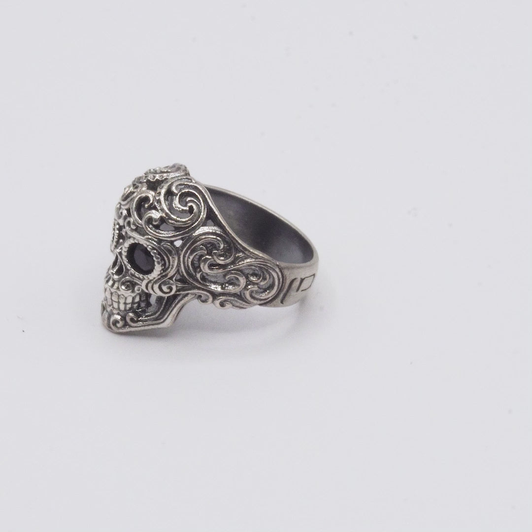 Anillo Calavera Barroca Pequeño Plata