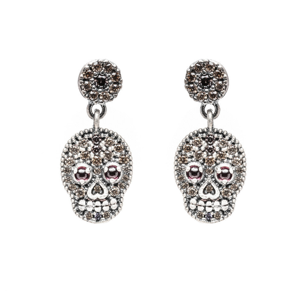 Pendientes plata calavera
