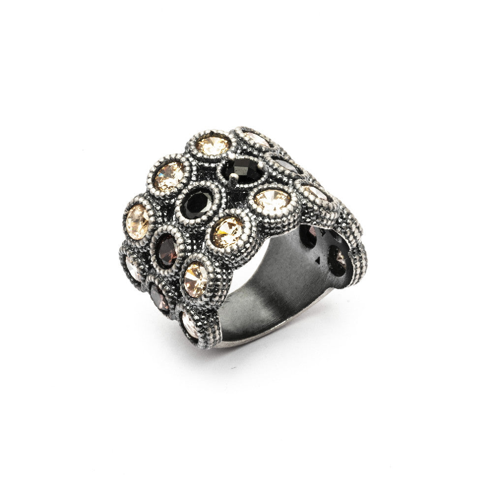 15479 ANILLO PLATA ÓNIX, CIRCONITA CAVA,BROWN, ESPINELA