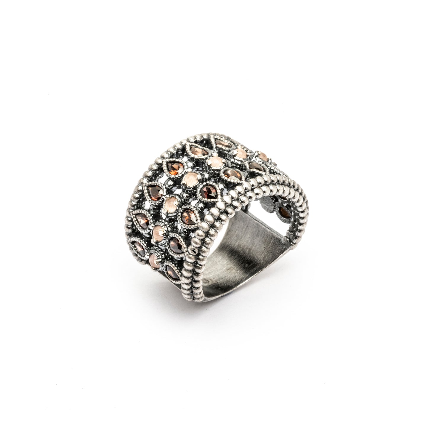 15486-2 ANILLO PLATA OJO DE GATO MORADO, CIRCONITA BROWN