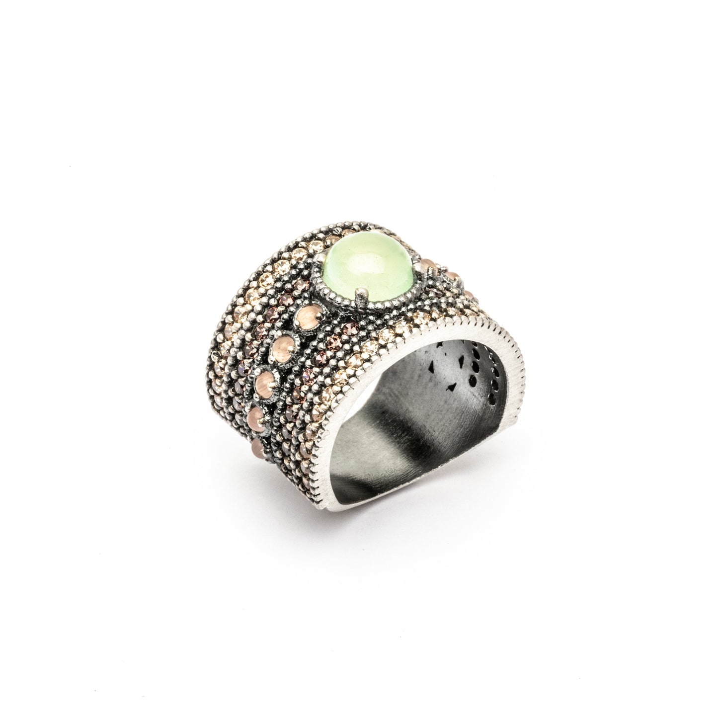 15487 ANILLO CALCEDONIA, OJO DE GATO MORADO, CIRCONITA BROWN, CAVA