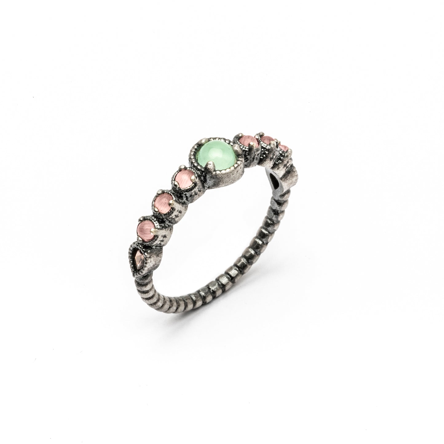 15498 ANILLO PLATA CALCEDONIA, OJO DE GATO MORADO