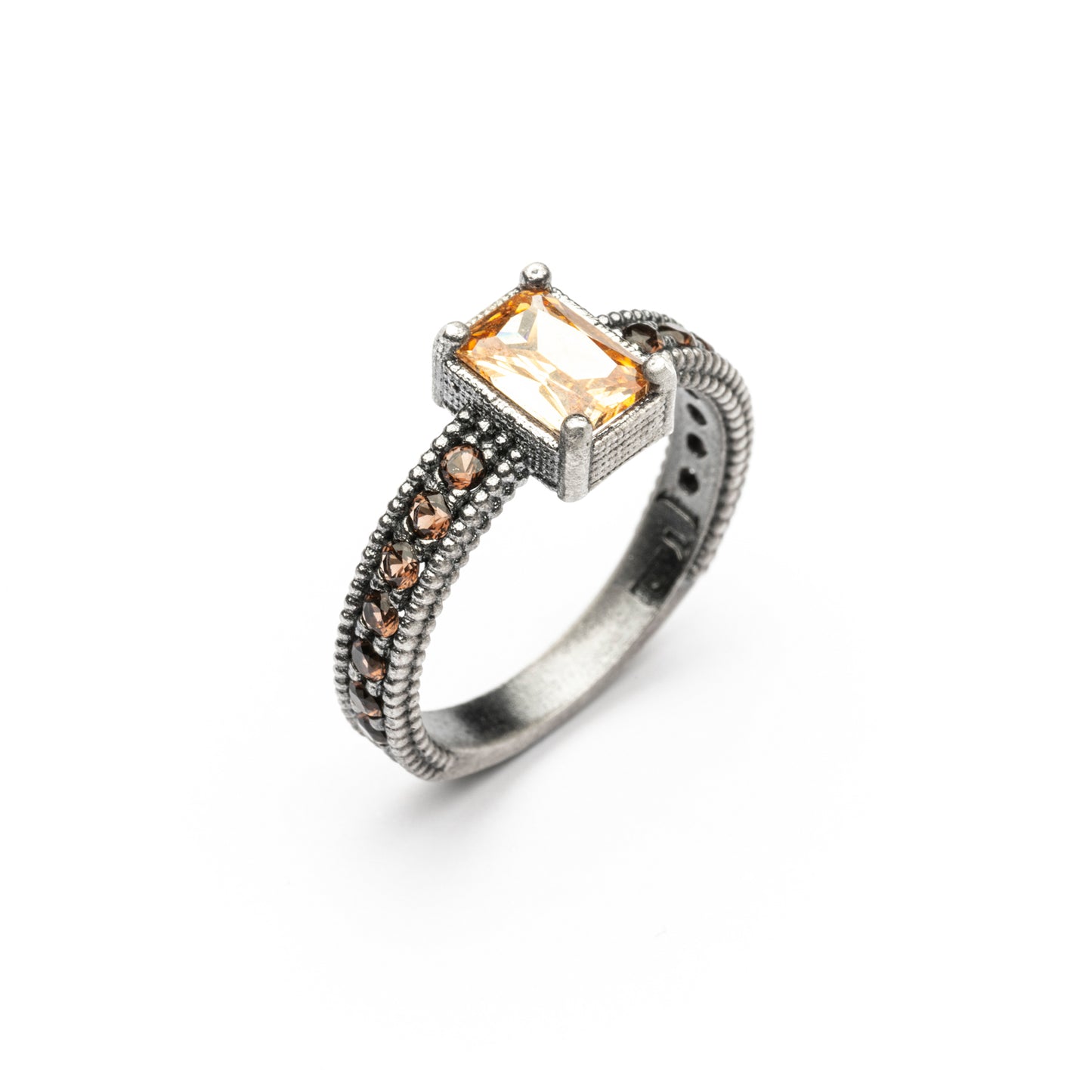 15530-1 ANILLO PLATA CIRCONITA OCTOGONAL CAVA, ARO BROWN