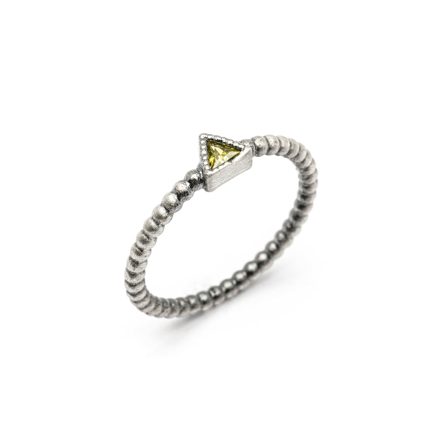15534 ANILLO PLATA CIRCONITA TRIANGULAR VERDE