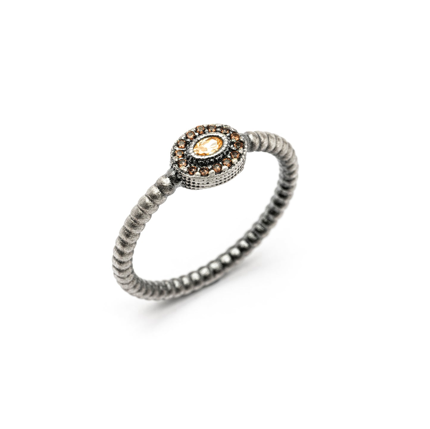 15549 ANILLO PLATA CIRCONITA OVALADA CAVA, ORLA BROWN