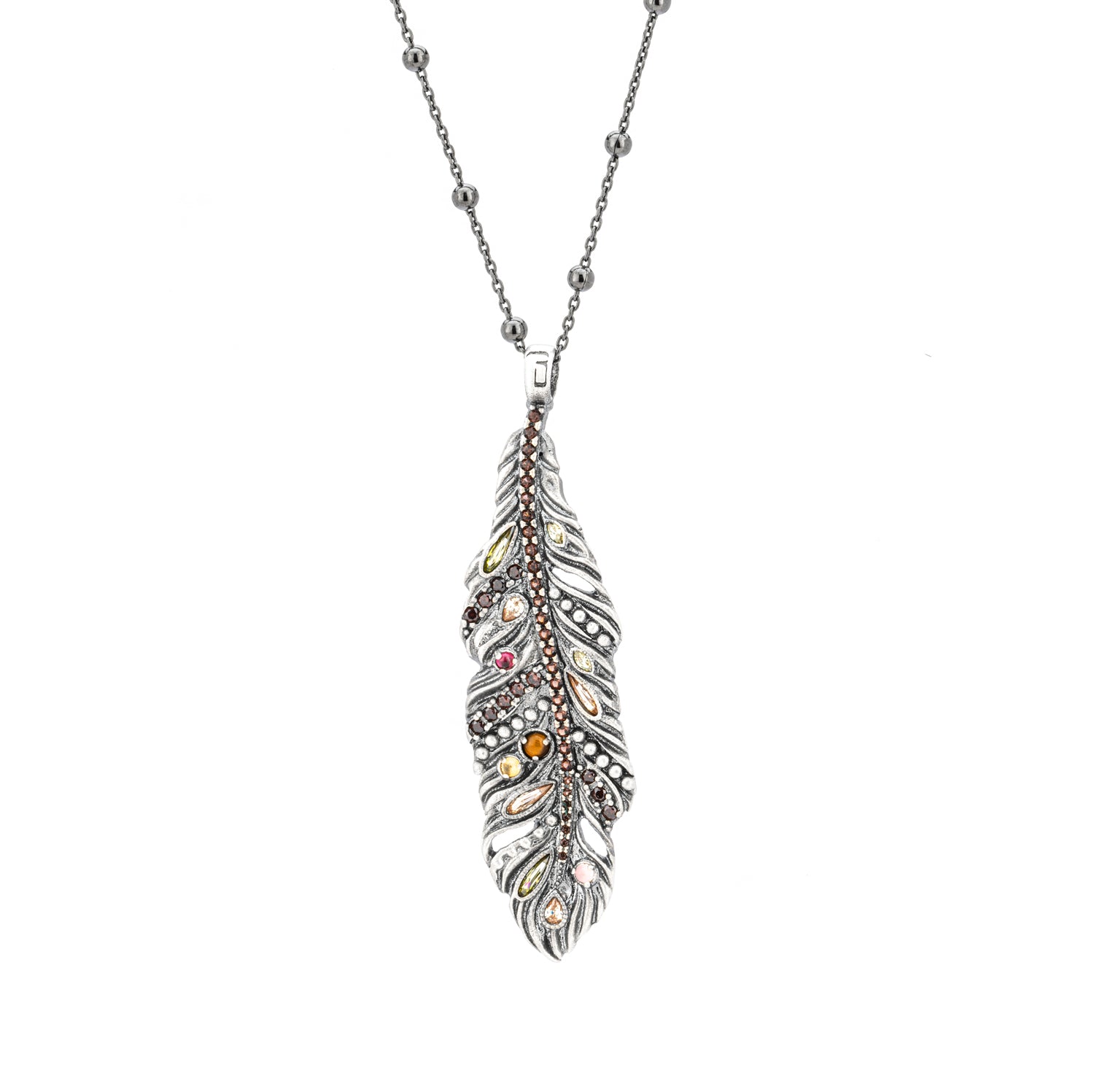 Colgante grande de plata pluma águila
