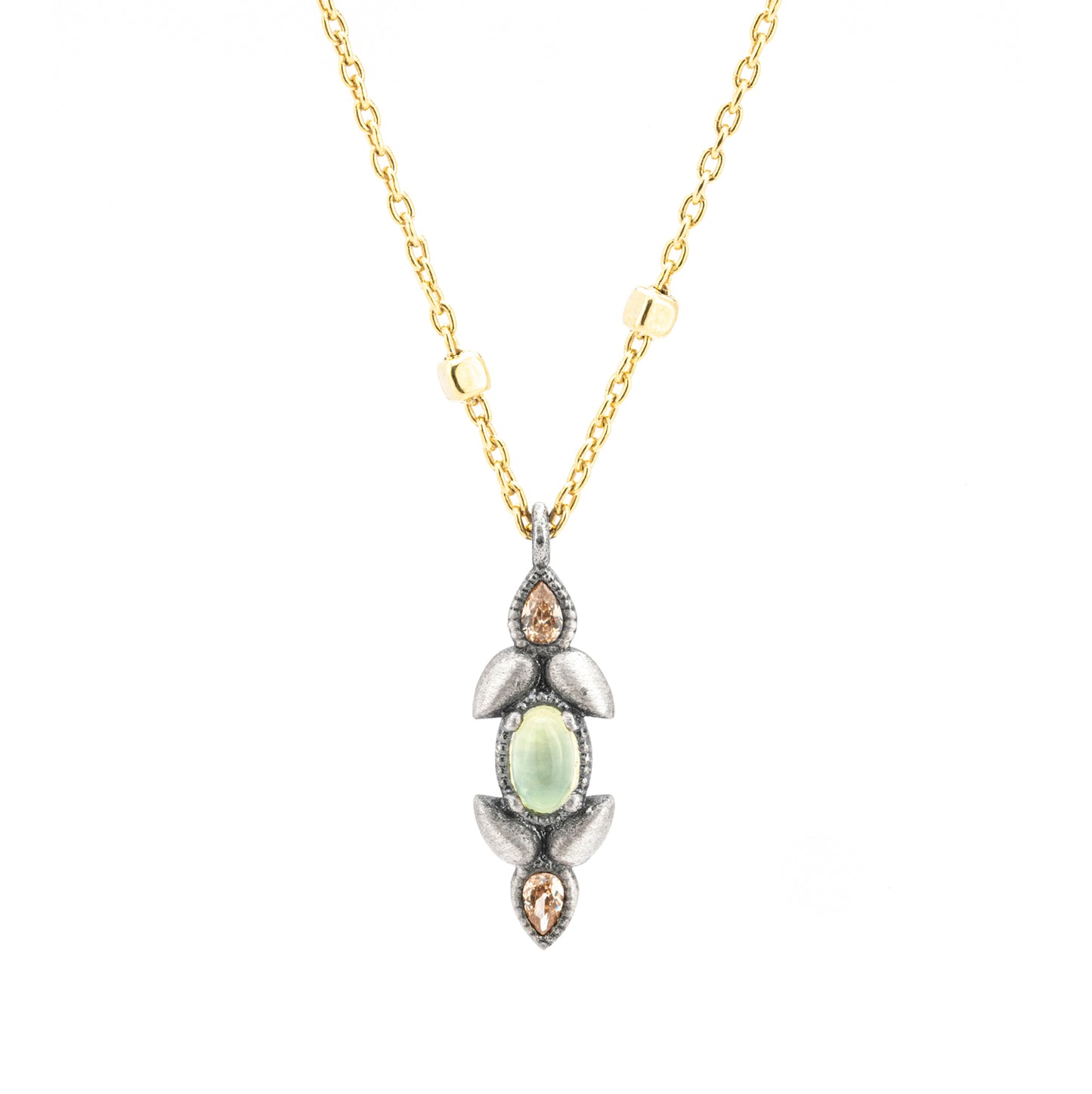 C818 COLGANTE PLATA PREHNITA, CIRCONITAS CAVA