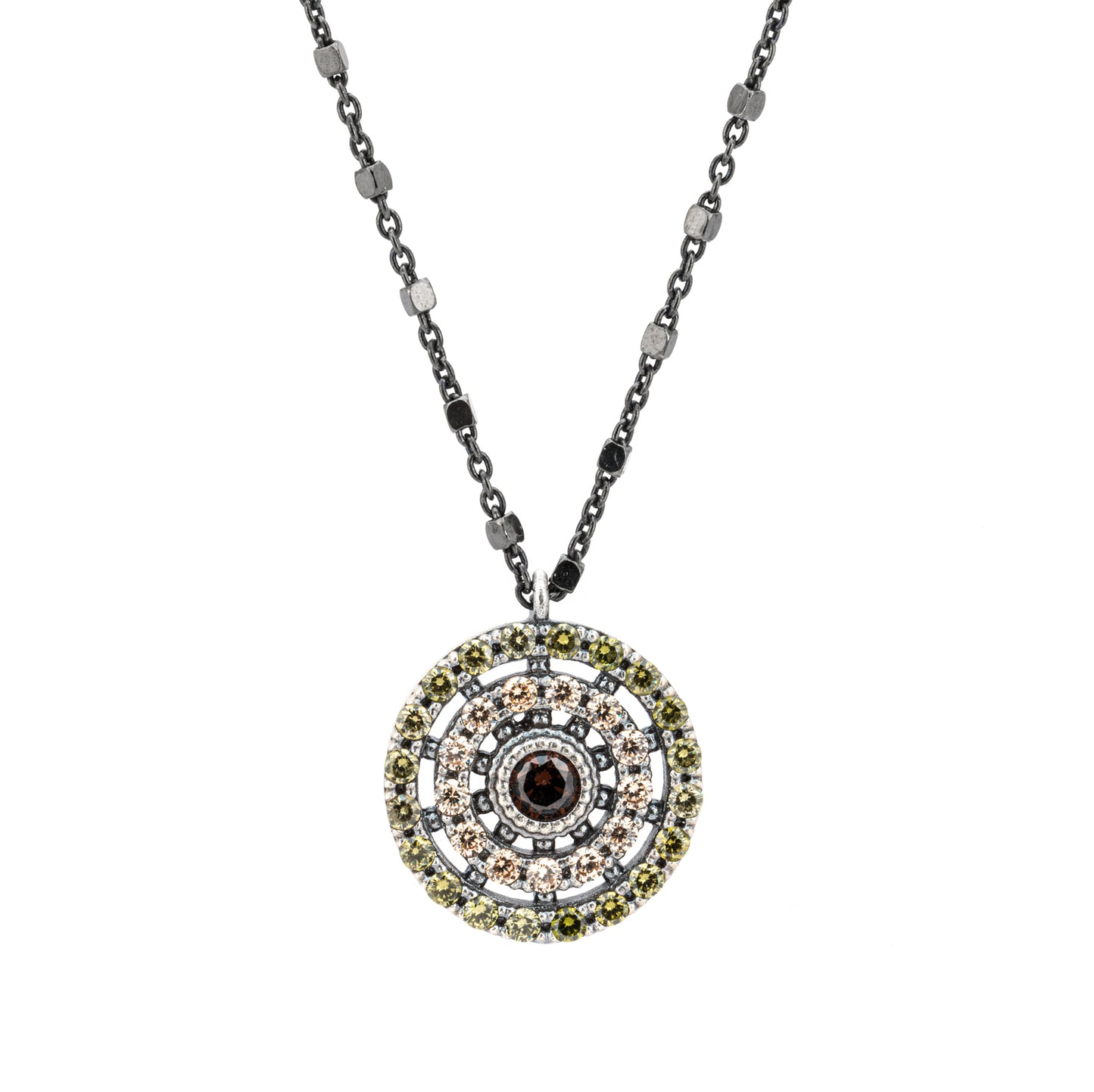 C849 COLGANTE PLATA CIRCONITA BROWN, AROS CAVA, VERDE