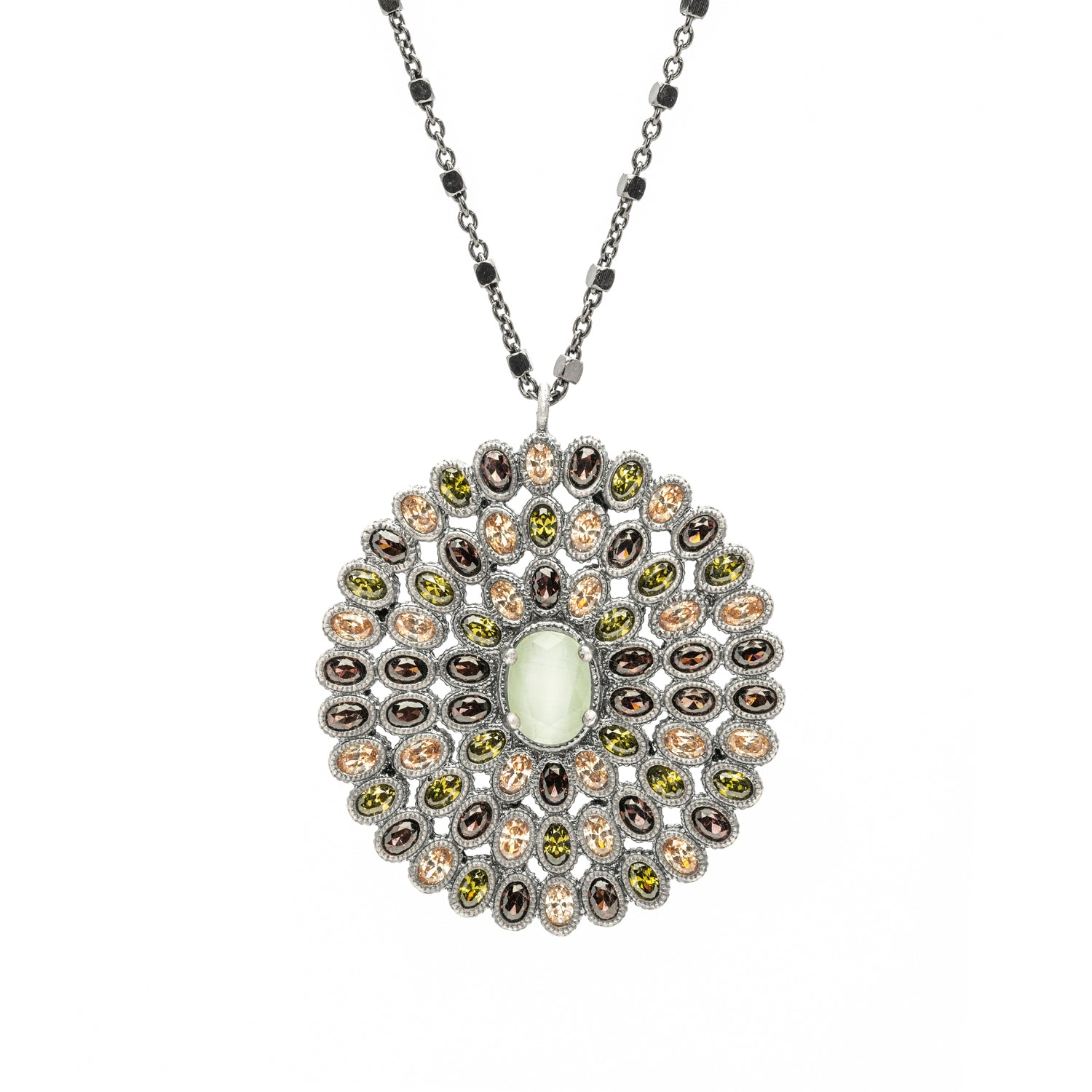 C868 COLGANTE PLATA OJO DE GATO VERDE, ORLA CIRCONITAS CAVA, BROWN, VERDE