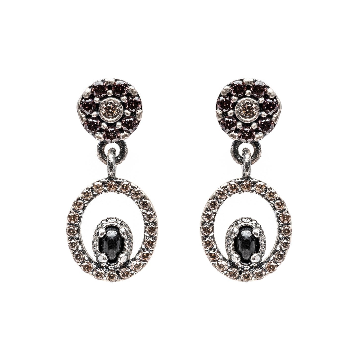 P820 PENDIENTES PLATA ÓNIX, CIRCONITA CAVA, BROWN