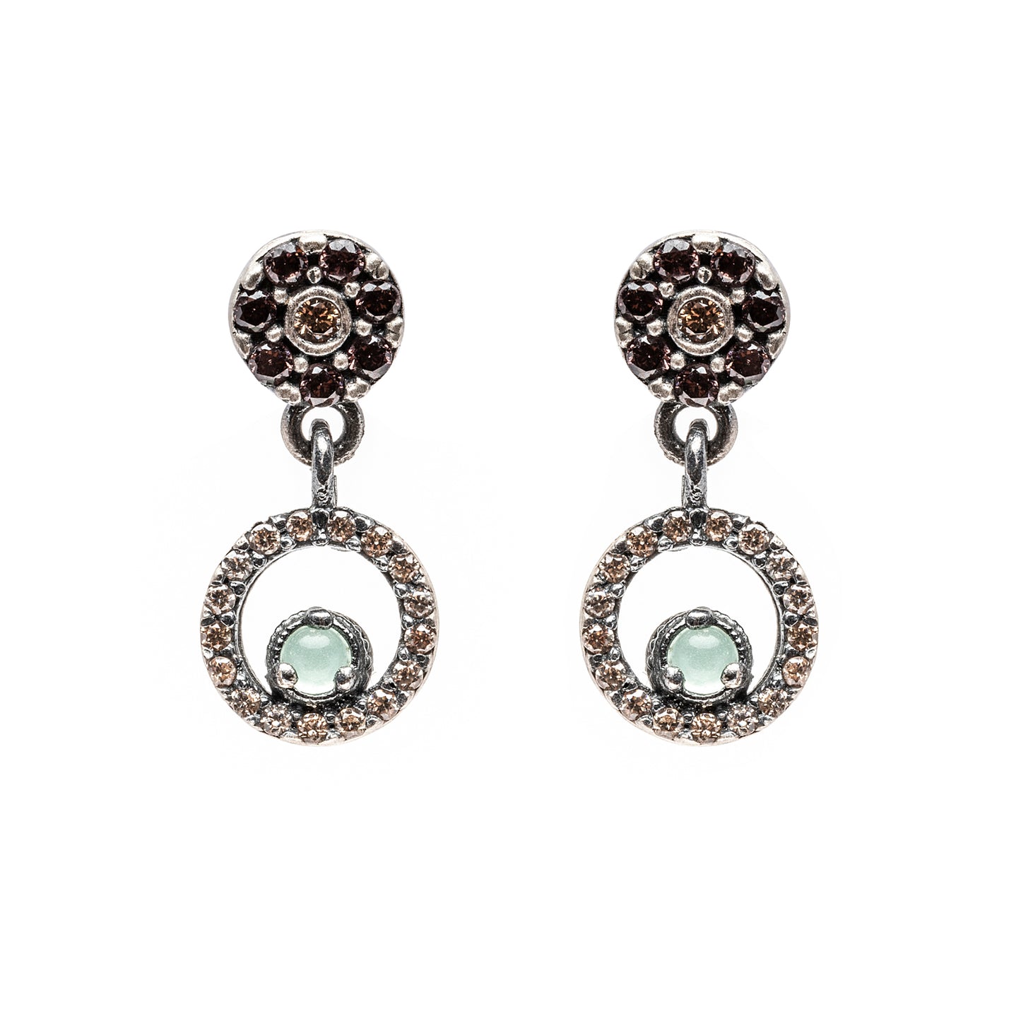 P870 PENDIENTES PLATA CALCEDONIA, CIRCONITA CAVA