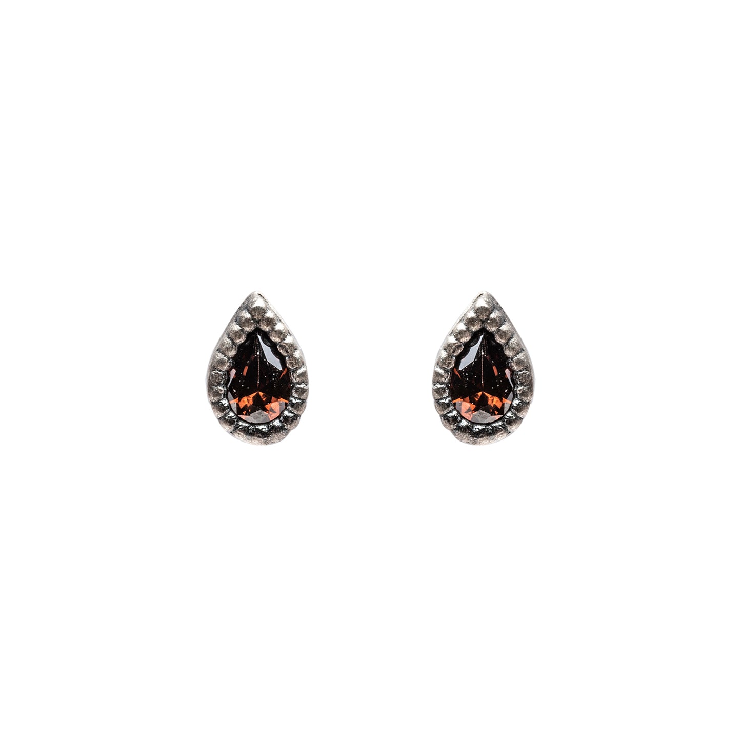 P892 PENDIENTES BOTÓN MINI PLATA CIRCONITA BROWN