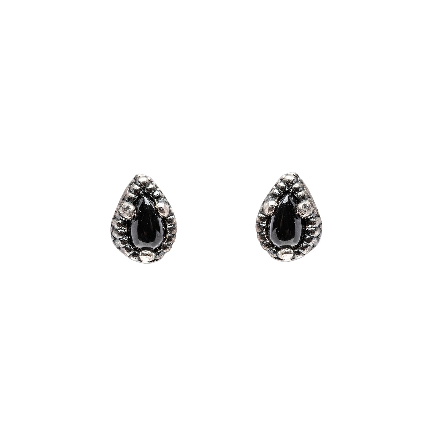 P889 PENDIENTES BOTÓN MINI PLATA ÓNIX