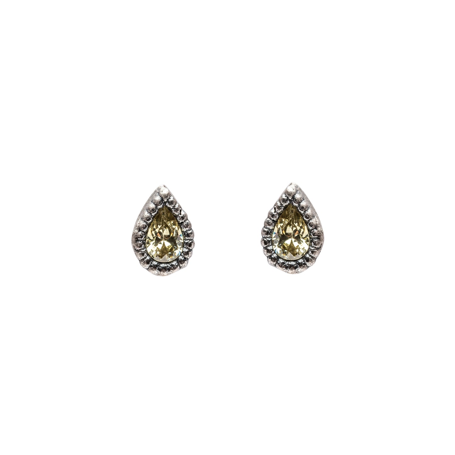 P894 PENDIENTES BOTÓN MINI PLATA CIRCONITA VERDE CLARO