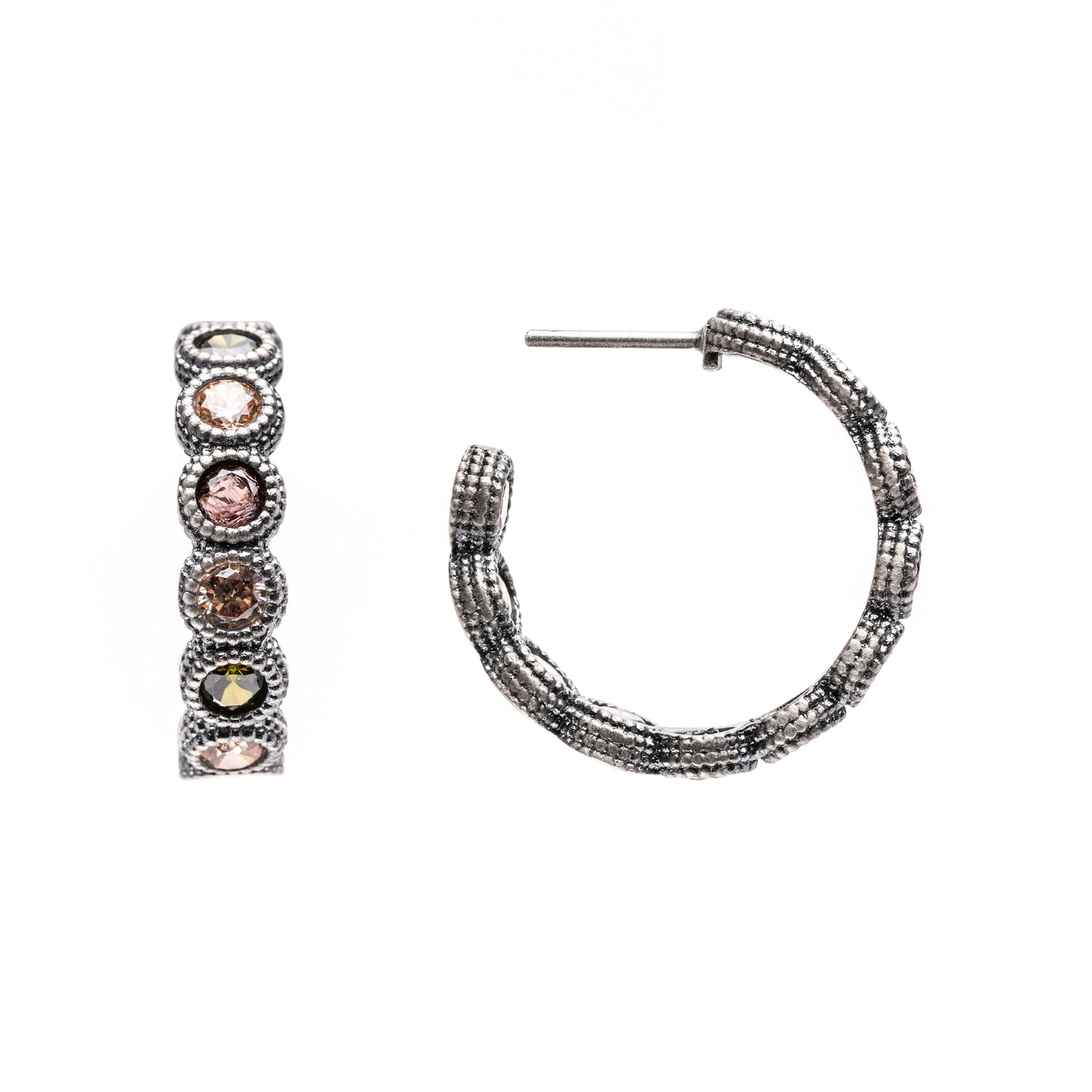 P852 PENDIENTES CRIOLLA PLATA CIRCONITA CAVA, BROWN, VERDE