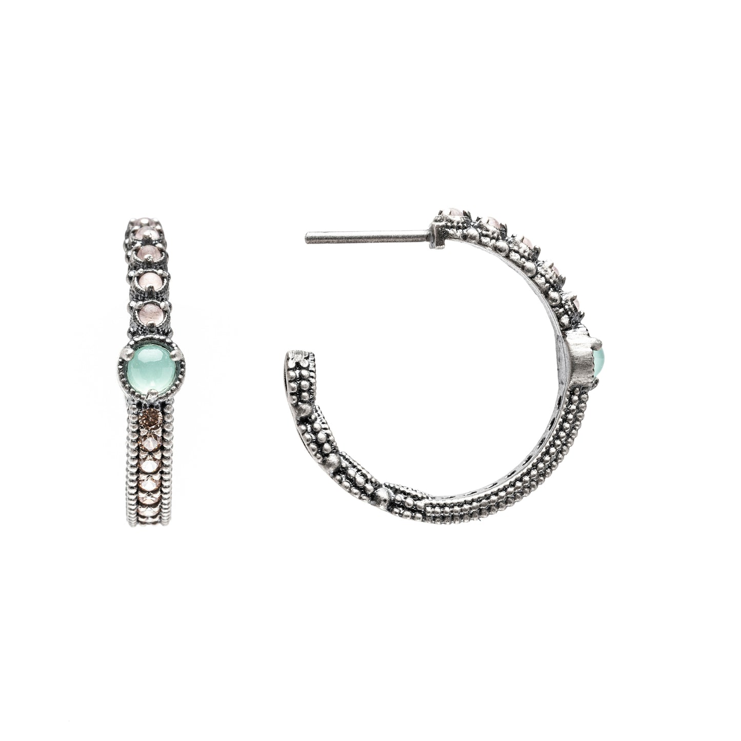 P877 PENDIENTES CRIOLLA PLATA CALCEDONIA, OJO GATO MORADO CIRCONITA CAVA