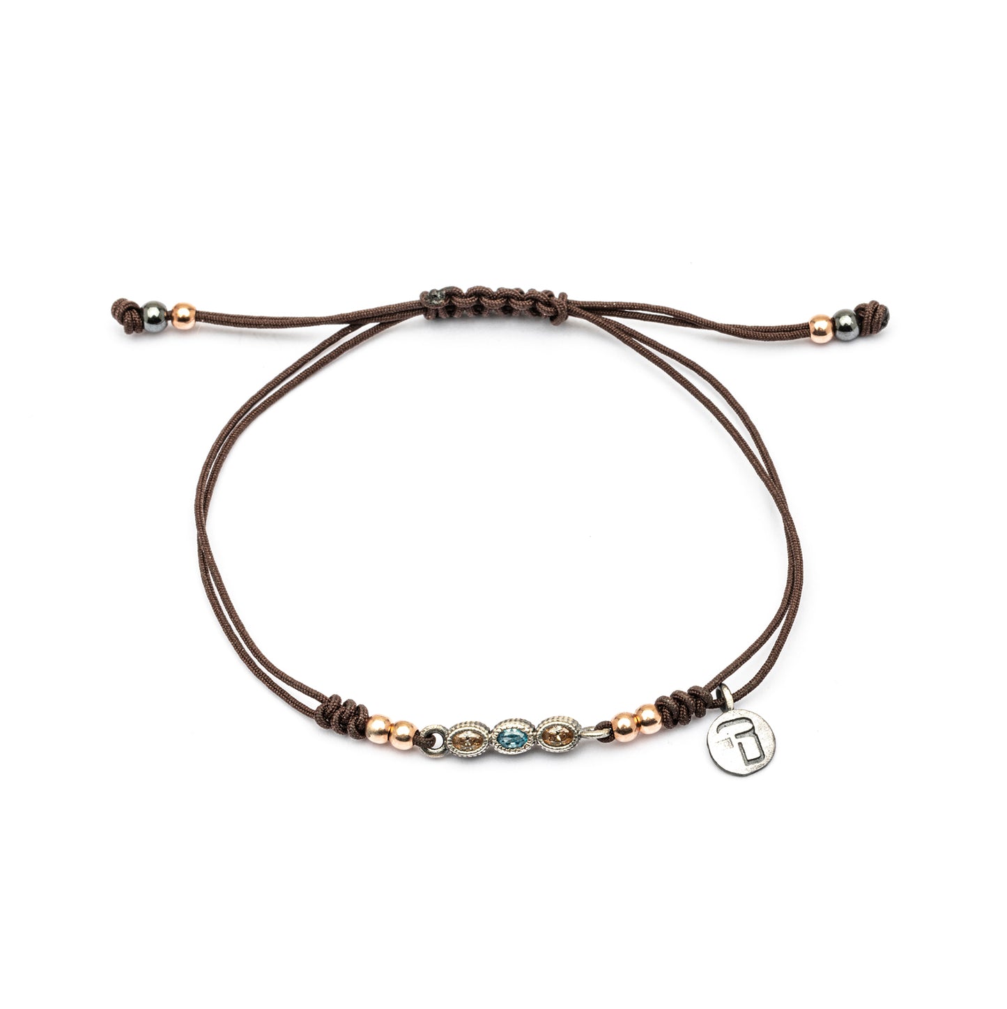 MA-415 PULSERA PLATA MACRAMÉ CIRCONITAS OVALES MINI CAVA, AGUAMARINA