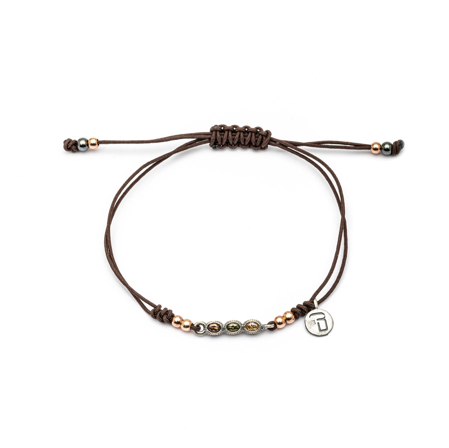 Pulsera plata macramé circonitas ovales mini